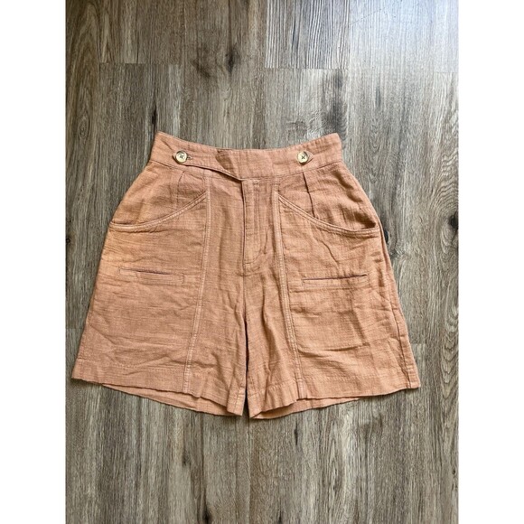 Free People Aloha Linen Blend High Rise Shorts Size 2 - Picture 3 of 9